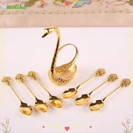 MOLIHA Swan Base Stand Spoons, Creative Stirring Mixing Swan Spoons,  with 6 Spoons Swan Base Holder