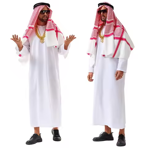 Arabic Style Robe Set for Men Dubai Sheikh Traditional Performance Costume Middle Eastern Outfit