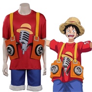 Zedecow Adult Luffy Shirt Cosplay Costume Luffy Tshirt for Men Costume Luffy Straw Hat Halloween Out
