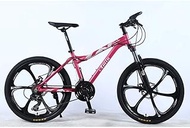 Fashionable Simplicity 24 Inch 27-Speed Mountain Bike for Adult Lightweight Adult Bicycle Aluminum Alloy Full Frame Wheel Front Suspension Female Off-Road Student Shifting Disc Brake (Color : Pink 9