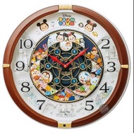 日本SEIKO精工FW588B棕色金屬漆迪士尼旋轉石英掛鐘