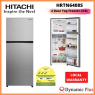 Hitachi HRTN6408S 2-Door Top Freezer Refrigerator - 374L