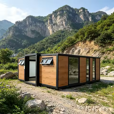 Customized Portable Modular Folding House Compact Size Galvanized Steel Frame Insulated Panel Remote
