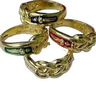 แหวน พิรอด ไอ้ไข่ มี4สีให้เลือก ทองล้วนและลงยาแดง เขียว น้ำเงิน  เด็กวัดเจดีย์ วัสดุทองเหลืองแท้ ปรับขนาดได้ 8-11(57-65) แถมยันต์+ธูปให้หวย