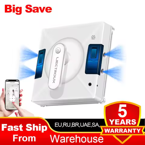 Robot Window Cleaner Liectroux YW509, 4-Way Water Spray,Home Glass Floor Window Robot Vacuum Cleaner