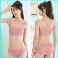 Bralette & Brief Set - Seamless Wireless Silk Underwear for Women