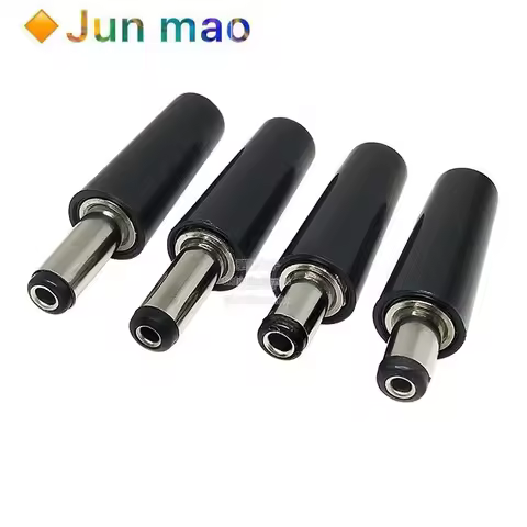 5pcs DC DC power plug 5.5*2.1/2.5mm round pipe male round plug welding wire short head / long head