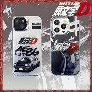 animation Initial D AE86 car label Colour Plating Metal Lens Frame Phone Case Suitable for IPhone17 