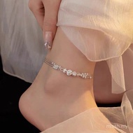 S999 Sterling Silver Sansheng III Multi-Layer Anklet Light Luxury Niche Simple Fashion