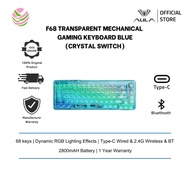 AULA F68 3 IN 1 Gasket keyboard ( Type-C wired & 2.4G wireless & BT, 2800mAH, 68 Keys, Blue,  Crysta