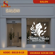 CUTTING WALL STICKERS SALON STICKERS BEAUTY SALON STICKERS CUSTOM GLASS WALL STICKERS SHOP NAME ((MK