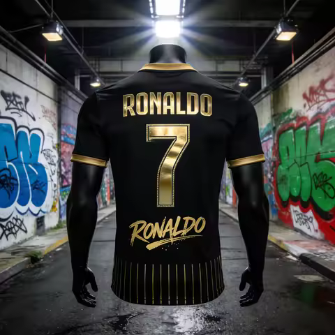 2026 Hot Sale Ronaldo #7 Black-Gold Graffiti Jersey Premium Luxury Collector's Apparel for The Iconi