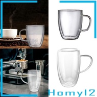 [HOMYL2] Double Layer Glass Coffee Mug Espresso Cup for Latte Lemonade Smoothies