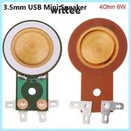 WITTEMY 1Pcs USB Mini Speaker, 6W Transparent Black 3.5mm Audio Loudspeaker,  3.5mm Input 4Ohm 25.4m