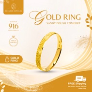 Elegold 1g Sand Finish Comfort Fit Wedding | 916 Emas Gold  Ring | 沙面 戒指