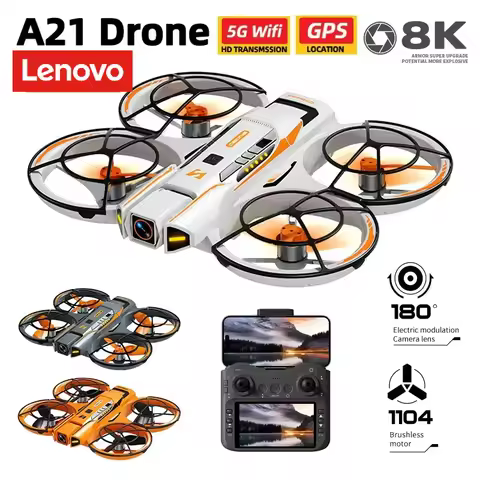 Lenovo New A21 Pro Mini Drone 4K 8K HD Camera with Screen RC Dron Brushless Motor Obstacle Avoidance