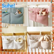 SUHE Storage Bag, Infant Products Diaper Storage Crib Hanging Bag, High Quality Convenient Multifunction 2 Pockets Cot Bed Organizer