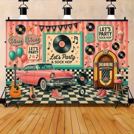 TEMU 2d Flat, 1pc Diner Sock Hop Backdrop, 50s And Roll Party Theme Backdrop, Party Background, 2d F