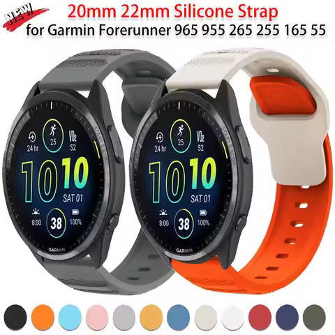 20mm 22mm Silicone Strap for Garmin Forerunner 965 955 265 255 165 55 comfortable breathable Replace