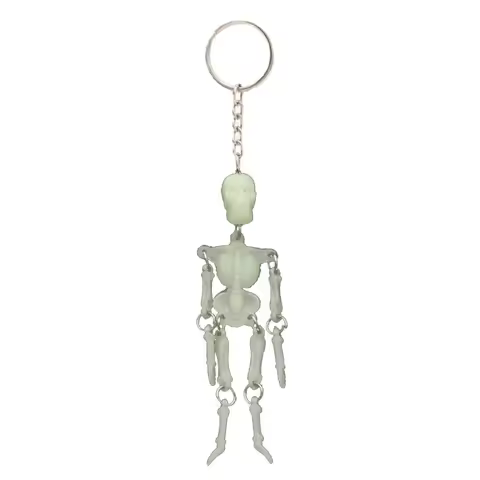 Luminous Skull Keychain Car Keyring Multi-jointed Skeleton Gothic Horror Pendant Halloween Jewelry C