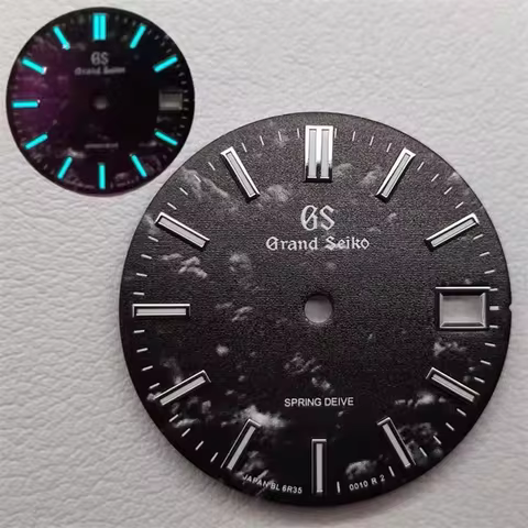 28.5mm NH35 dial/NH36 dial GS blue-green luminous mechanical watch log version S logo for Seiko mod