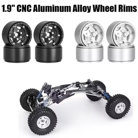 1.9 Inch Aluminum RC Wheels 4PCS, 12mm Hex Adapter CNC Beadlock Rim for 1/10 Crawler