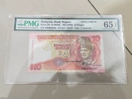 rm10 specimen 65epq pmg jaffar Hussein contoh sepuluh ringgit Banknote rare Banknotes duit lama bnm 