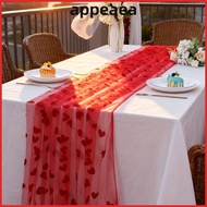 APPEAEA Heart Gauze Table Runner, 2x1.5m Romantic Valentine's Day Tablecloth, Durable Home Decoratio
