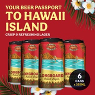 Kona Longboard Hawaiian Lager - Pack of 6 x 355ml Cans [Craft Beer]