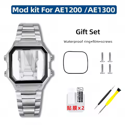 AE1200 Case stainless steel bezel strap for Casio G-Shock 3299 AE-1200WH AE-1300 Modified metal Wris