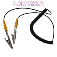 LAKAMKA Coiled Cord, 2mm PU,Metal Anti-Static ESD Grounding Cable, Male-to-Female Polyurethane 180cm