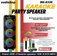 BK-8338 8.5X3 INCH Portable Heavy bass Karaoke wireless Bluetooth speaker with wireless MIC