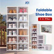 Multi-Layer Foldable Shoe Box | Stackable Shoe Storage Cabinet | Clear Door Shoe Organizer Rack