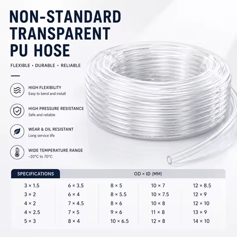 10M Meters PU Tube Pneumatic Component Air Hose 4x2.7/4x2/4x3/5x3/4.3x2.8/5x3.5/5.7x3.85/6x3/6x3.5/6