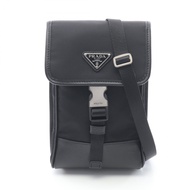 【二手】Prada PRADA 單肩包手機殼 2ZH1092DMH 黑色尼龍 Saffiano 皮革三角形 Logo 手機套 女士二手 A