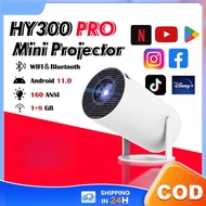 Projector  4k HY300 Protable WIFI bluetooth LCD FHD for phone Automatic Correction  โปรเจคเตอร์