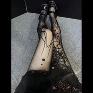 Halloween Spider Web Stockings Dark Gothic Punk Style Black Silk Printed Spider Web Spider Woman Any
