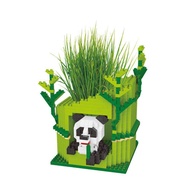 hot classical Creative Panda Plant Pot Animal Flower Pot Pen Container figures mini Micro Diamond Blocks model bricks toys gift