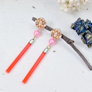 TIMBEE LO 透明螢光紅柱子耳環