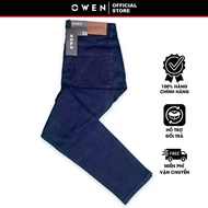 OWEN SALE - Quần Jeans Owen Dài Màu Xanh Đậm Họa Tiết Trơn Form Slim Fit Chính Hãng