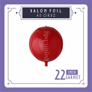 MERAH 22 INCH GARNET RED FOIL BALLOONS 4D BALLS - 4D FOIL BALLOONS ORBZ RED BALLOONS - 4D FOIL BALLO