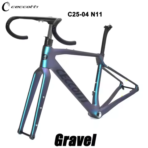 CECCOTTI Gravel Bike Frameset with Handlebar Full Inner Cable Desgin Gravel Frame