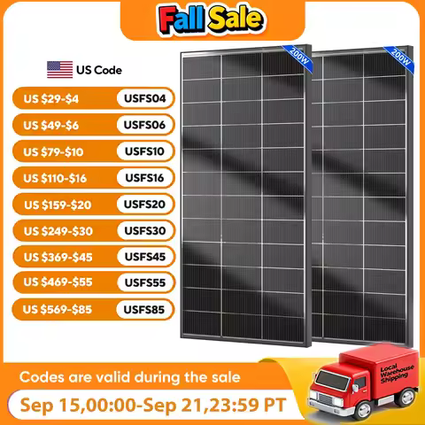 WERCHTAY 200W 12V Double Sided Board Solar Systems Panels Monocrystalline 16BB Solar Cells PV Power 