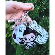 Soccer futsal football keychain character initial