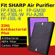 LUXIN Replacement for FZF30HFE SHARP FZ-F30HFE FPJM30LB FP-F30 FP-GM30 KC-F30 FP-J30-A/B FP-F30L-H FPJ30LA FU-Y28 air purifier filter 夏普空气过滤网 活性碳 penapis udara karbon