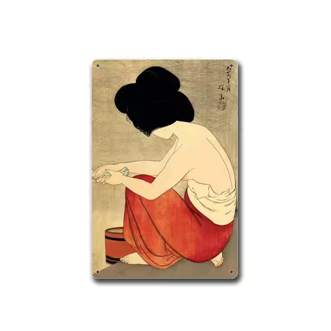 Metal SignsJapanese Geisha And Beauty Ito Shinsui After Bathing Erotic Nude Japanese Art Metal Signs