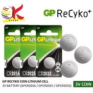 GP RECYKO CR2016, CR2025, CR2032 , CR2430 , CR2450 , CR1220 COIN LITHIUM CELL BATTERY 3V FOR REMOTE 