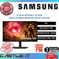 Samsung 32 Inch Odyssey G5 G50F IPS QHD 180Hz 1ms HDR10 Gaming Monitor Height Adjust