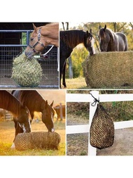 1入組穩定的乾草袋，馬匹飼料器，慢吃乾草網，小孔尼龍繩網，用於家畜餵養，減少馬匹的焦慮和行為問題