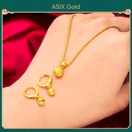 ASIXGOLD 916 Gold Jewelry Set Ladies Ball Necklace Earrings 2-in-1 Set Fashion Korean Gold Bangkok Gold Jewelry